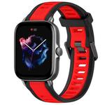 For Amazfit GTS 3 20mm Two-Color Textured Silicone Watch Band(Red+Black)