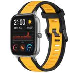 For Amazfit GTS 20mm Two-Color Textured Silicone Watch Band(Yellow+Black)