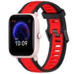 For Amazfit Pop Pro 20mm Two-Color Textured Silicone Watch Band(Red+Black)