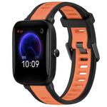 For Amazfit Pop 20mm Two-Color Textured Silicone Watch Band(Orange+Black)