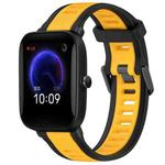 For Amazfit Pop 20mm Two-Color Textured Silicone Watch Band(Yellow+Black)