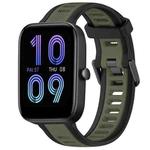 For Amazfit Bip 3 20mm Two-Color Textured Silicone Watch Band(Green+Black)