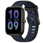 For Amazfit Bip 3 20mm Two-Color Textured Silicone Watch Band(Midnight Blue+Black)