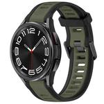 For Samsung Galaxy Watch 6 Classic 47mm 20mm Two Color Textured Silicone Watch Band(Green+Black)