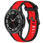 For Samsung Galaxy Watch 6 Classic 47mm 20mm Two Color Textured Silicone Watch Band(Red+Black)