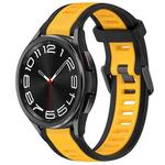 For Samsung Galaxy Watch 6 Classic 47mm 20mm Two Color Textured Silicone Watch Band(Yellow+Black)