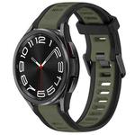 For Samsung Galaxy Watch 6 Classic 43mm 20mm Two Color Textured Silicone Watch Band(Green+Black)