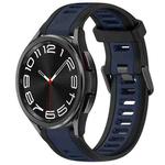 For Samsung Galaxy Watch 6 Classic 43mm 20mm Two Color Textured Silicone Watch Band(Midnight Blue+Black)