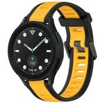 For Samsung Galaxy watch 5 Pro Golf Edition 20mm Two Color Textured Silicone Watch Band(Yellow+Black)