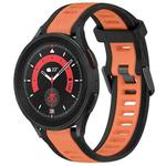 For Samsung Galaxy Watch 5 Pro  45mm 20mm Two Color Textured Silicone Watch Band(Orange+Black)