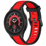 For Samsung Galaxy Watch 5 Pro  45mm 20mm Two Color Textured Silicone Watch Band(Red+Black)
