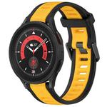 For Samsung Galaxy Watch 5 Pro  45mm 20mm Two Color Textured Silicone Watch Band(Yellow+Black)