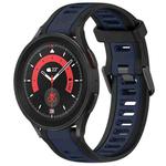 For Samsung Galaxy Watch 5 Pro  45mm 20mm Two Color Textured Silicone Watch Band(Midnight Blue+Black)