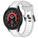 For Samsung Galaxy Watch 5 Pro  45mm 20mm Two Color Textured Silicone Watch Band(White+Grey)