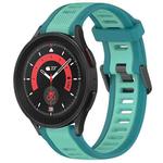 For Samsung Galaxy Watch 5 Pro  45mm 20mm Two Color Textured Silicone Watch Band(Teal)