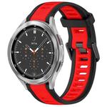 For Samsung  Galaxy Watch 4 Classic 46mm 20mm Two Color Textured Silicone Watch Band(Red+Black)