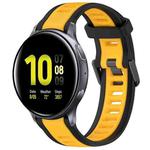 For Samsung Galaxy Watch Active 2 44mm 20mm Two Color Textured Silicone Watch Band(Yellow+Black)