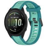 For Garmin Forerunner 165 Music 20mm Two Color Textured Silicone Watch Band(Teal)