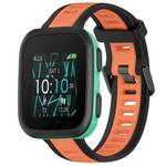 For Garmin Bounce 20mm Two Color Textured Silicone Watch Band(Orange+Black)