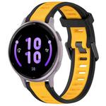 For Garmin Active 5 20mm Two Color Textured Silicone Watch Band(Yellow+Black)