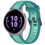 For Garmin Active 5 20mm Two Color Textured Silicone Watch Band(Teal)