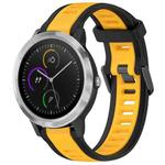 For Garmin Vivoactive 3 20mm Two Color Textured Silicone Watch Band(Yellow+Black)
