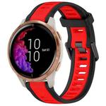 For Garmin Venu 20mm Two Color Textured Silicone Watch Band(Red+Black)