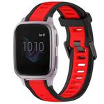 For Garmin Venu SQ 20mm Two Color Textured Silicone Watch Band(Red+Black)