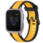 For Garmin Venu SQ 20mm Two Color Textured Silicone Watch Band(Yellow+Black)