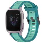 For Garmin Venu SQ 20mm Two Color Textured Silicone Watch Band(Teal)