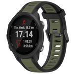For Garmin Forerunner 245 / 245 Music 20mm Two Color Textured Silicone Watch Band(Green+Black)