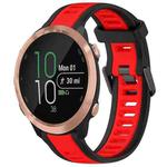 For Garmin Forerunner 645 / 645 Music 20mm Two Color Textured Silicone Watch Band(Red+Black)