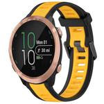 For Garmin Forerunner 645 / 645 Music 20mm Two Color Textured Silicone Watch Band(Yellow+Black)