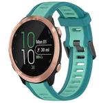 For Garmin Forerunner 645 / 645 Music 20mm Two Color Textured Silicone Watch Band(Teal)