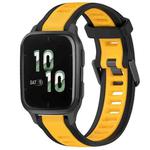 For Garmin Forerunner Sq2 / Sq2 Music 20mm Two Color Textured Silicone Watch Band(Yellow+Black)