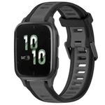 For Garmin Forerunner Sq2 / Sq2 Music 20mm Two Color Textured Silicone Watch Band(Grey+Black)