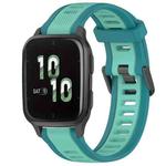 For Garmin Forerunner Sq2 / Sq2 Music 20mm Two Color Textured Silicone Watch Band(Teal)