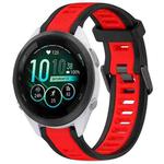 For Garmin Forerunner 265S Music 18mm Two Color Textured Silicone Watch Band(Red+Black)