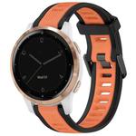 For Garmin Active S 18mm Two Color Textured Silicone Watch Band(Orange+Black)