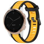 For Garmin Active S 18mm Two Color Textured Silicone Watch Band(Yellow+Black)