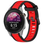 For Garmin Forerunner 255S 18mm Two Color Textured Silicone Watch Band(Red+Black)