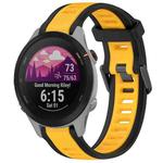 For Garmin Forerunner 255S 18mm Two Color Textured Silicone Watch Band(Yellow+Black)