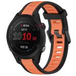 For Garmin Forerunner 255S Music 18mm Two Color Textured Silicone Watch Band(Orange+Black)