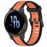 For Garmin Venu 2S 18mm Two Color Textured Silicone Watch Band(Orange+Black)