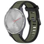 For Garmin Vivomove 3S 18mm Two Color Textured Silicone Watch Band(Green+Black)