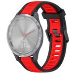 For Garmin Vivomove 3S 18mm Two Color Textured Silicone Watch Band(Red+Black)