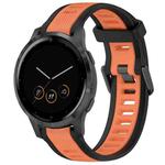 For Garmin Vivoactive 4S 18mm Two Color Textured Silicone Watch Band(Orange+Black)