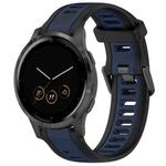 For Garmin Vivoactive 4S 18mm Two Color Textured Silicone Watch Band(Midnight Blue+Black)