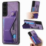 For Samsung Galaxy S22+ 5G II K-shaped Slide Holder Card Slot Phone Case(Purple)