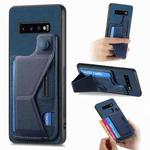 For Samsung Galaxy S10+ II K-shaped Slide Holder Card Slot Phone Case(Blue)
